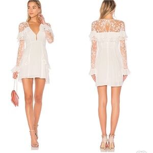 For Love And Lemons Rosebud Embroidery Mini Dress in Ivory (Small)